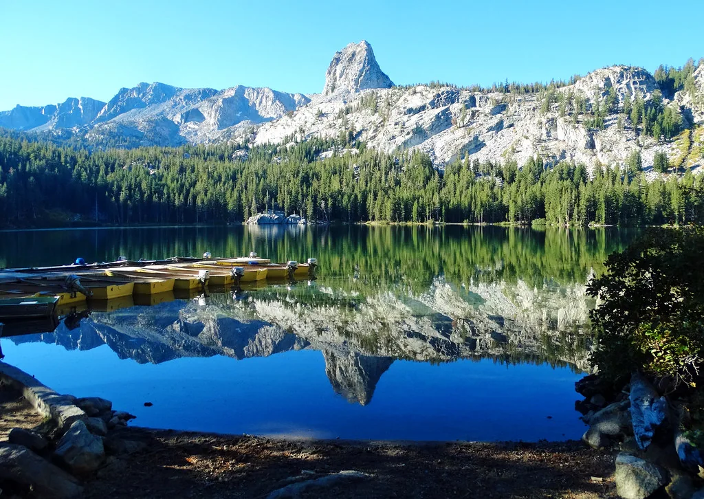 Lake George in the Mammoth Lakes area reflecting the surrounding peaks.